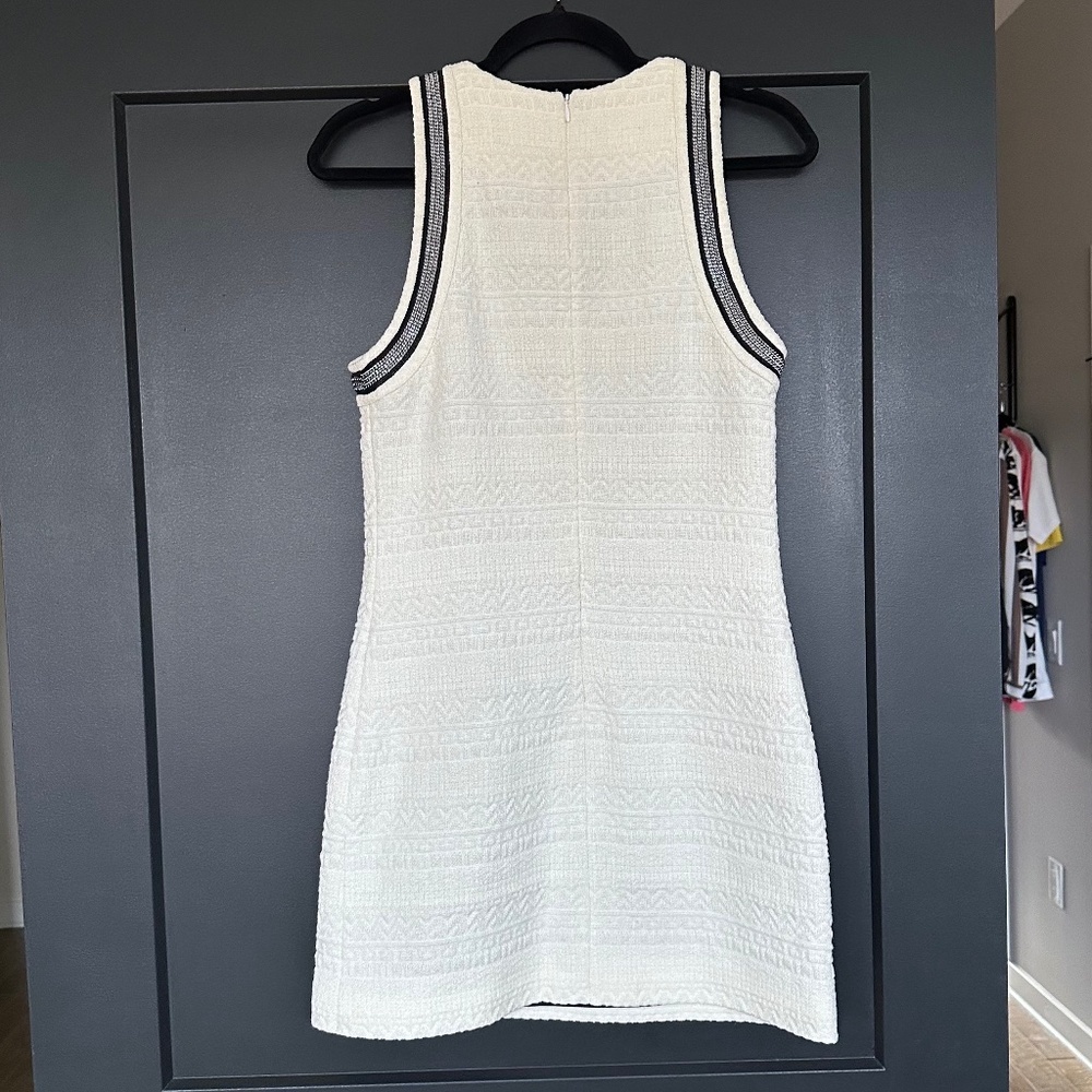🤍⛓️ NWT The Kooples Ivory Chain Trim Textured Mini Dress | Cotton Blend $325! - Picture 6 of 10